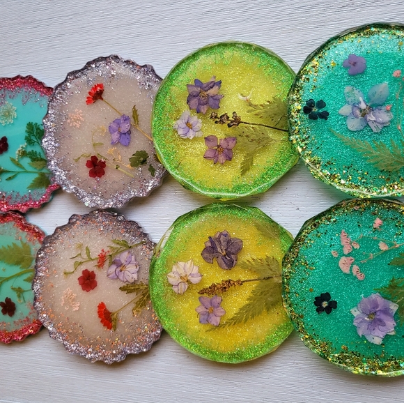 Beautiful flower coasters (2 pcs per order) - Picture 1 of 6